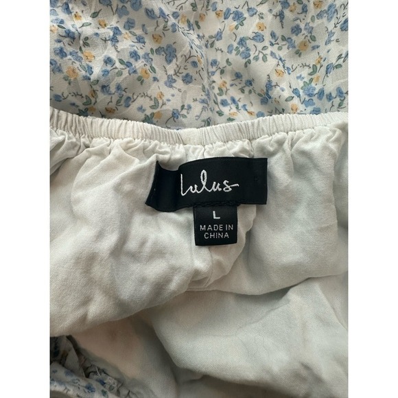 Lulus Happy Feelings White Floral Print Backless Mini Dress Size L - Picture 8 of 9